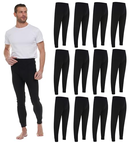 Thermal Pants for Men, Long Johns Mens Underwear Bulk Wholesale, Cotton, Solid Colors, Shelter Donations
