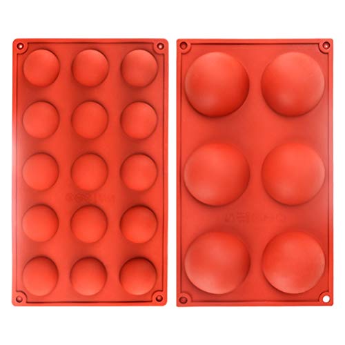 Bakeware Set Silicone Mold for Cake Decoration Jelly Pudding Candy Chocolate 6 Holes semicircle 15 Holes semicircle 24 Holes semicircle Each Design 1pc Brown Color (orange, set of 2)