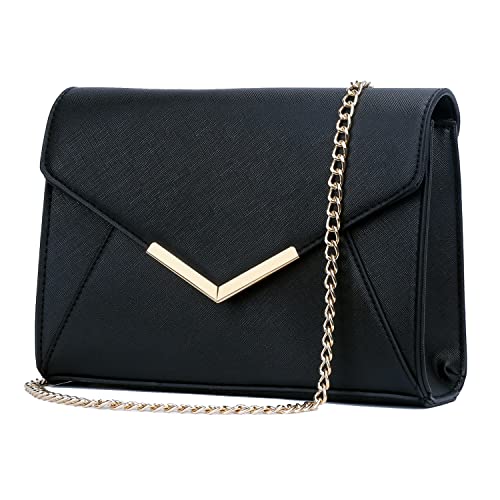 KKXIU Women Elegant Faux Leather Evening Envelope Clutch Purse Foldover Bags for Party Wedding Prom