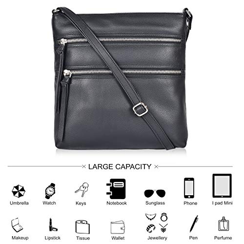Smooth Black Leather Crossbody Purses and Handbags for Women - Crossover Bags