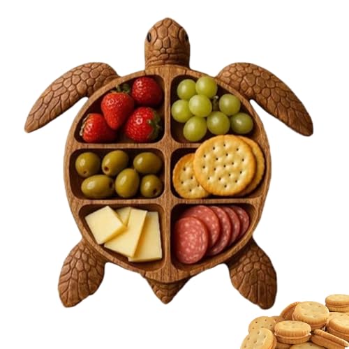 Generisch Tabla de cortar de madera, tabla de queso en forma de tortuga y tabla de servir para charcutería, bandeja para aperitivos para frutas, carne, queso con decoración de mesa como plato de