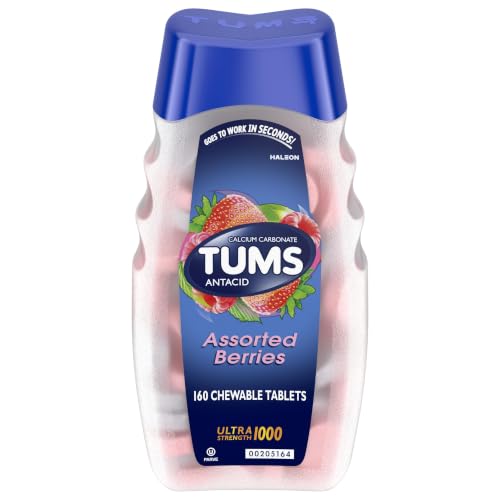TUMS Ultra Strength Chewable Antacid Tablets for Heartburn Relief and Acid Indigestion Relief Assorted Berries - 160 Count