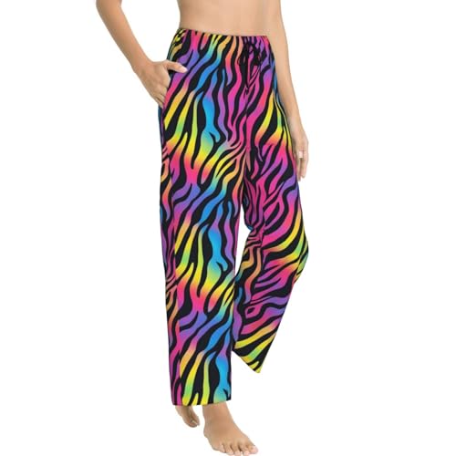 Pantalon de pyjama pour femme délicat : l'imprimé à rayures colorées rêveuses