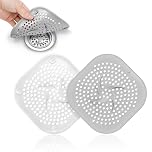 Sandphyrre 2 Pcs Silicone Drain Protector with Suction Cup, Shower Drain Cover, Hair Catcher, Sink Strainer, Plug Hole Cover and Bath Filter Trap for the Bathroom, Bathtub and Kitchen