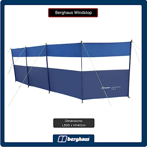 Berghaus Windstop with Clear Window Panels and Reflective Guylines, 5 Panel, 6 Metre, Waterproof, Structured Windbreak from the Air Tent Collection, Camping Equipment, 2000mm HH, Blue - Image 3