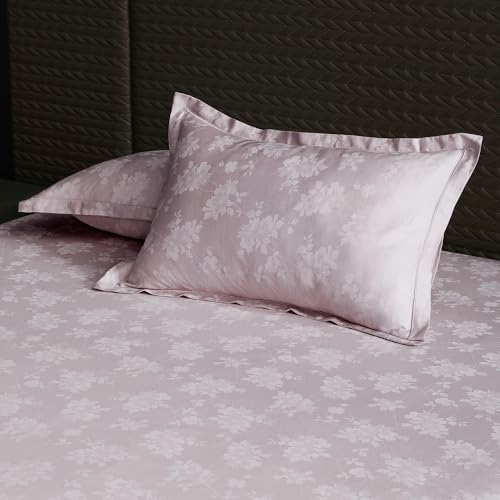 Image of Story@Home 500 TC Long Staple Premium Cotton Compact Yarn Bedsheet King 108 x 108 Inches Floral Soft Flat Sheet with 2 Pillow Covers 18 x 27 Inch -Ivory