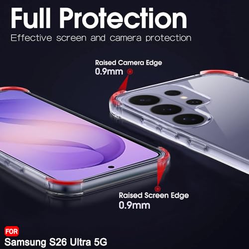 Image of TheGiftKart for Samsung S26 Ultra Case, Shockproof Clear Back Cover, Raised Bumps for Camera & Screen Protection, 360 Degree Protection Galaxy S26 Ultra Back Cover (PC & TPU, Transparent)