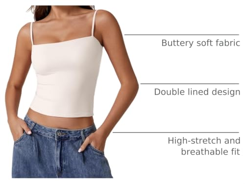 Image of QINSEN Women's Double Lined Basic Tank Top Adjustable Spaghetti Straps Sleeveless Camisole Shirts