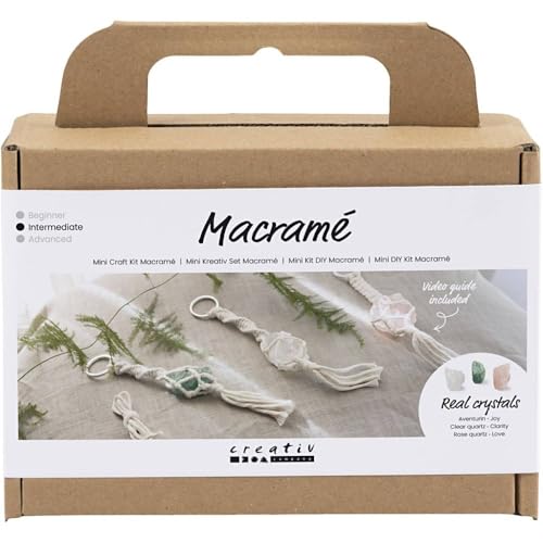 Creativ Mini Bastelset Makramee, altrosa, matt transparent, hell natur, staubgrün, 1 Packung, Mulricolour