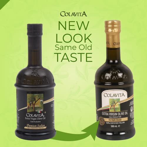 Image of Colavita Extra Virgin Olive Oil (500ml) | Cold Pressed Oil from Italian grown Olives | Premium Olive Oil for Cooking, Dips and Marinades | Timeless Bottle Pack