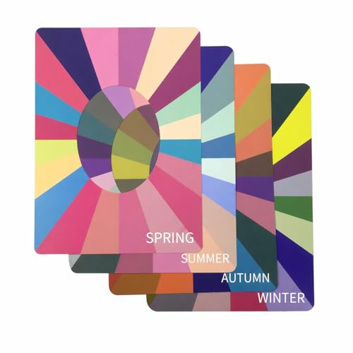 4 All Seasons Personal Color Analysis Draping Kit Thick Laminated Coated Paper Face Drapes for Spring Summer Autumn Winter Seasonal Color Analysis Face Tone Matching Swatch Cards