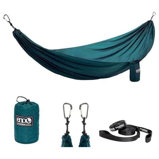ENO TravelNest Hammock & Straps Combo - Portable Hiking and Camping Hammock with Straps Included - Travel Hammock for Camping, Hiking, Backpacking, a Festival, or The Beach - Marine