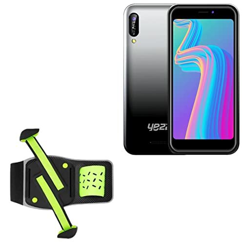 BoxWave Holster Compatible with Yezz Liv 1s - FlexSport Armband, Adjustable Armband for Workout and Running - Stark Green