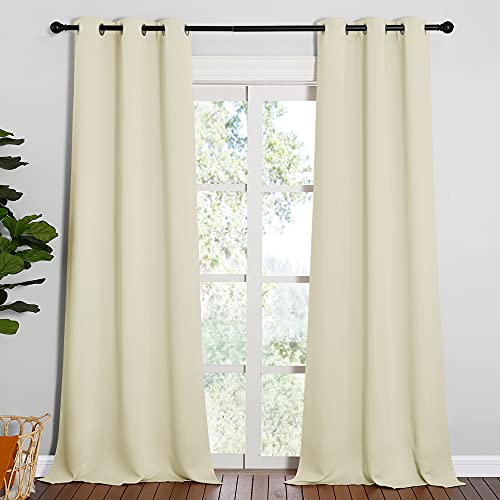Image of NICETOWN Room Darkening Curtain Panels - Baby Room Curtains 90 inches Long, Privacy Draperies (Beige, 42 inch Width, 2 Panels)