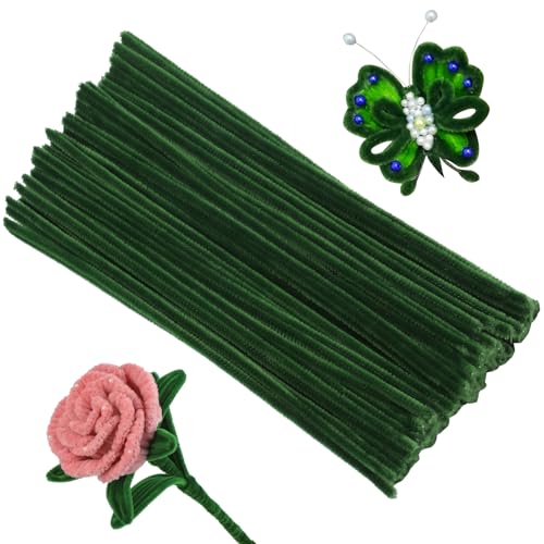 Image of ZXIIXZ Pipe Cleaners, 100Pcs Green Pipe Cleaners Bulk for Making Flowers
