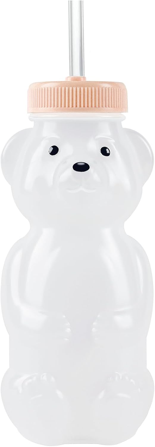 Mootikar Honey Bear Straw Cups for Babies 1 pack, 8oz straw bear cup with improved safety lid design, honeybear baby cup straw, Leak-Proof & Food-Grade & BPA Free (AQUA)