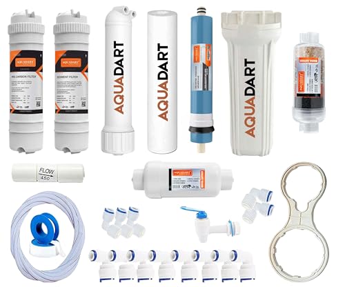 Image of AquaDart Complete RO Service Kit with 80 GPD Dry RO Membrane,Suitable for All Type of RO Water Purifier With All Accessories Blue