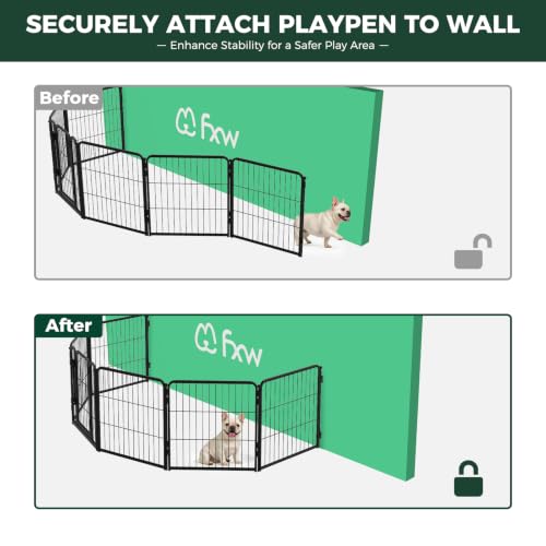 Image of FXW Homeplus Indoor Dog Playpen with Fence-to-Wall Anchors, 32 inch H, 6 Panels