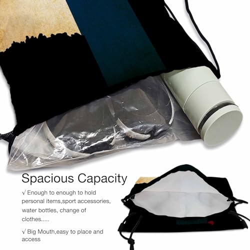 Drawstring Backpack Bag Sports Gym Sack Texas State Map Grunge Effect Flag Star Blue Red Beige Shoe Bag for Women Men 14x16.9 Inch4