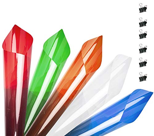 Lot 7 Feuilles Gels Filtrants Couleur Transparent - Diffuseurs Lumière LED Photo, Correction Couleur, PVC Haute Transmission