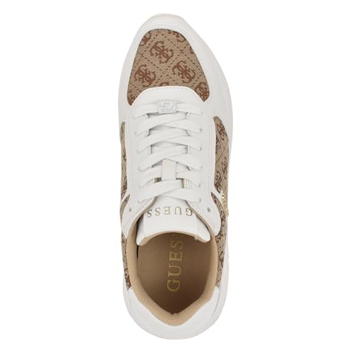 Guess Women's Energy Sneaker, White/Medium Brown Logo 141, 10 by GUESS - Used condition - Image 2