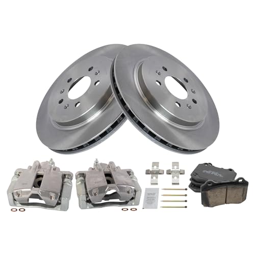 Image of TRQ Rear Brake Pad and Rotor Set Ceramic Rotors Calipers Brake Code J56 JE5 | For 2005-2011 Cadillac STS