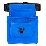 GRAINTEX SS2133 3 Pocket Nail & Tool Pouch Blue Color Suede Leather with 2” Webbing Belt for Constru