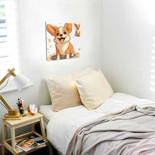 Impression sur toile chiot corgi 30x30 cm pour deco murale de salon - 4