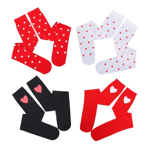 iplusmile 4 Pares Medias con Estampado De Calcetines De San Valentín Corazón Calcetines Limpiar
