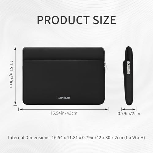 RAINYEAR Laptop Sleeve Case 17 Inch, Protective Portable Case with Front Pocket, Briefcase Handbag Computer Carrying Bag Laptop Bag Compatible for HP/Dell/Lenovo/Asus/Acer, Black by RAINYEAR make life easier - Image 5