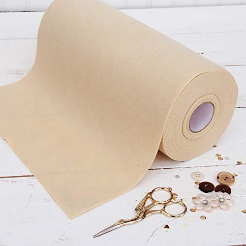 Threadart Rollo de fieltro de alta calidad, 12 pulgadas x 10 yardas, color crema, tacto suave similar a la lana, 1.2 mm de grosor para manualidades, costura, proyectos de manualidades, compatible con