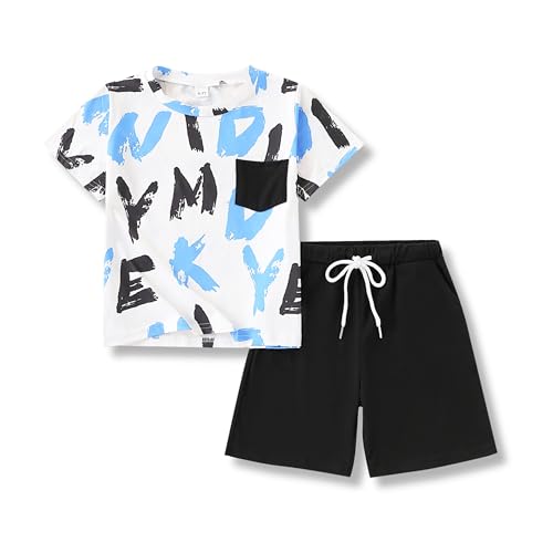 Image of Size 6-12 Years Boys Summer Fall Outfits Set 2PCS Short Sleeve T-Shirt & Shorts Sets Teen Fashion Clothing Sets