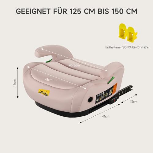 Jovikids Sitzerhöhung Auto Kinder ISOFIX, ECE R129 Kindersitzerhöhung 125-150cm, Verdickter Stoffbezug & Isofix Einführhilfe… – Ansicht 6