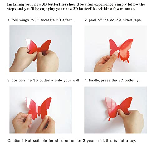 Butterfly Wall Decor Stickers, 24Pcs Pvc 3D Colorful Butterflies Removable Mural Wall Decals Spring Butterfly Decoration For Home Room Bedroom Decoration Diy Wall Art Magnet Stickers #TOP6