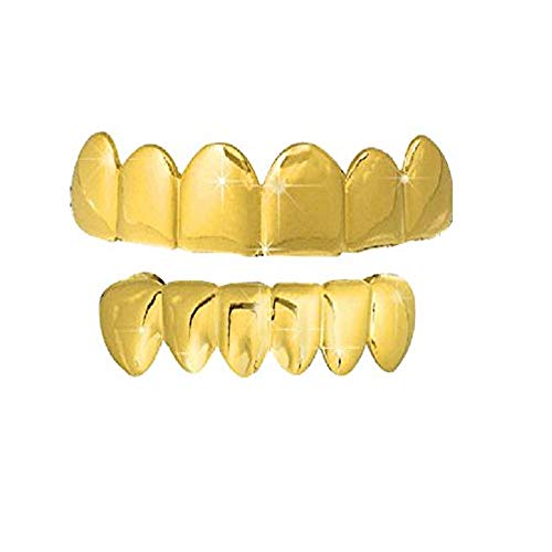 Big Dawgs Bling Gold Hip Hop Removeable Mouth Grillz Set (Top & Bottom) Player Style