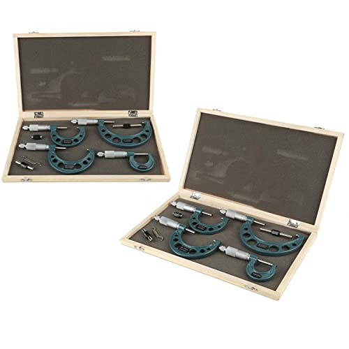 Außenmikrometer-Mikrometer-Set, Hartmetall-Gusseisen, 4-teilig, 0-100 Mm, Metrische Außenmikrometer, Dickenmessgerät, Messschieber mit Koffer