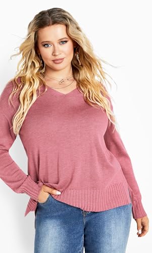 Image of AVENUE Women's Plus Size Clare V Neck Sweater