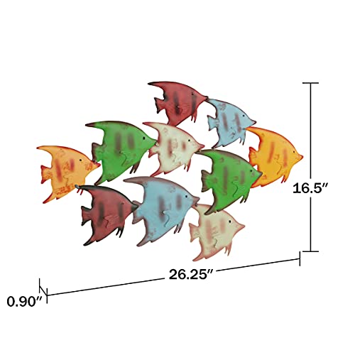 Lavish Home School of Fish Wall Art- Nautical 3D Metal Hanging Décor-Vintage Coastal Seaside Inspired Style-Under Water Sea Life Ocean Home Artwork - Image 2