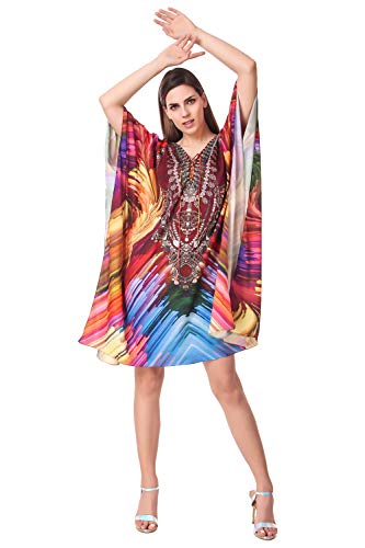 Image of RAVI RAJORIA Georgette Digital Printed Beach Wear Kaftan Blue Free Size R800 | Multi Color 2