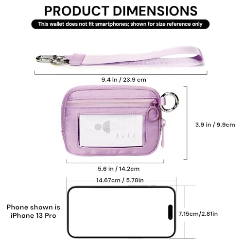 Image of Keychain Wallet for Women Mini Zip Card Holder with ID Window Coin Purse Detachable Wristlet Small Wallets Light Purple