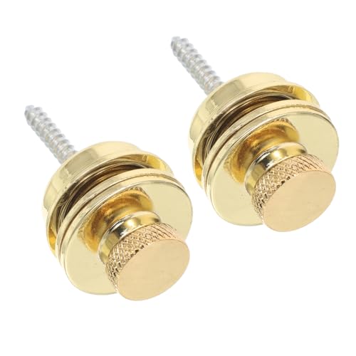 HANABASS 2Pcs Heavy Duty Metal Guitar Strap Buttons Buckles for Electric Acoustic Guitars Golden Strap Locks for Secure Retention and Enhanced Performance