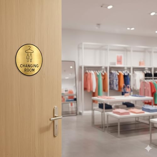 Image of Premium Brush Gold Finish Acrylic Changing Room Door Sign Easy to Mount Self-Adhesive Tape Signage for Hotel Office Resort Society Corporate Business