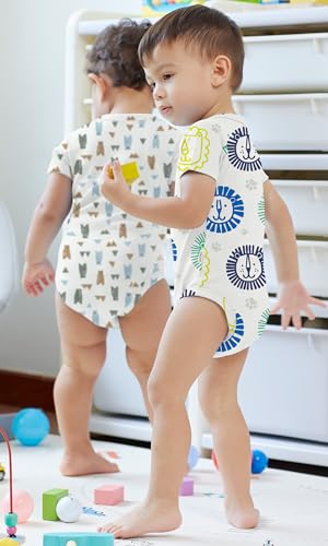 Image of KOH KOH Kids Short Sleeve Cotton Solid Lap Shoulder Baby Bodysuit