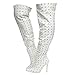 Women's Rhinestone Thigh High Fashion Boots White Size-10