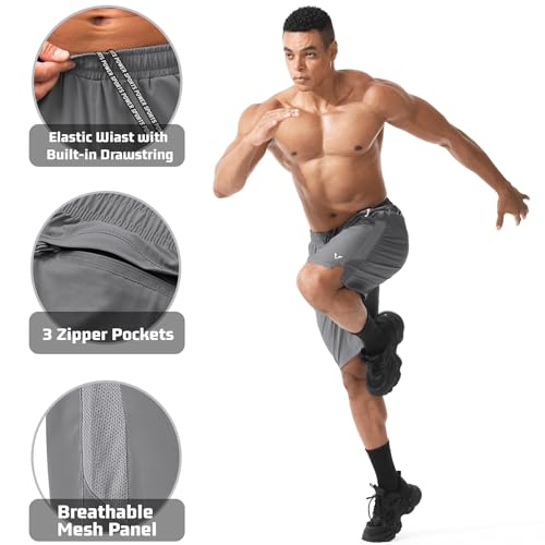 Athletic Running Shorts for Men 2 Pack 7"/9" Quick Dry Workout Gym Shorts with Zipper Pockets4