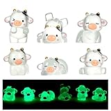 6 Pcs Luminous Cow Car Dashboard Decorations for Women Men, Cute Cow Car Ornaments for Dashboard Decor, Mini Cows Figurines Cars Interior Accessories for Home Office Desk Decor