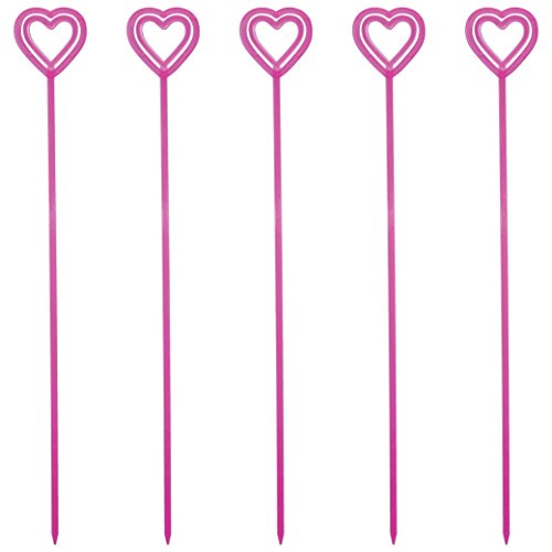 Royer 12 Inch Plastic Heart Valentine's Day Floral Picks, Card Holders, Set of 100 (Transparent Pink) - Made In USA