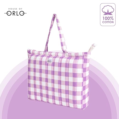 Image of Premium Cotton Waffle Quilted Tote Bag, Large Spacious Handbag for College, Office, Work, Travel, Shopping & Daily Use