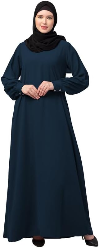 Muslim ClosetWomen's Inner Abaya Dress With Cuff Sleeves And Side Pocket Made in Nida Matte Fabric