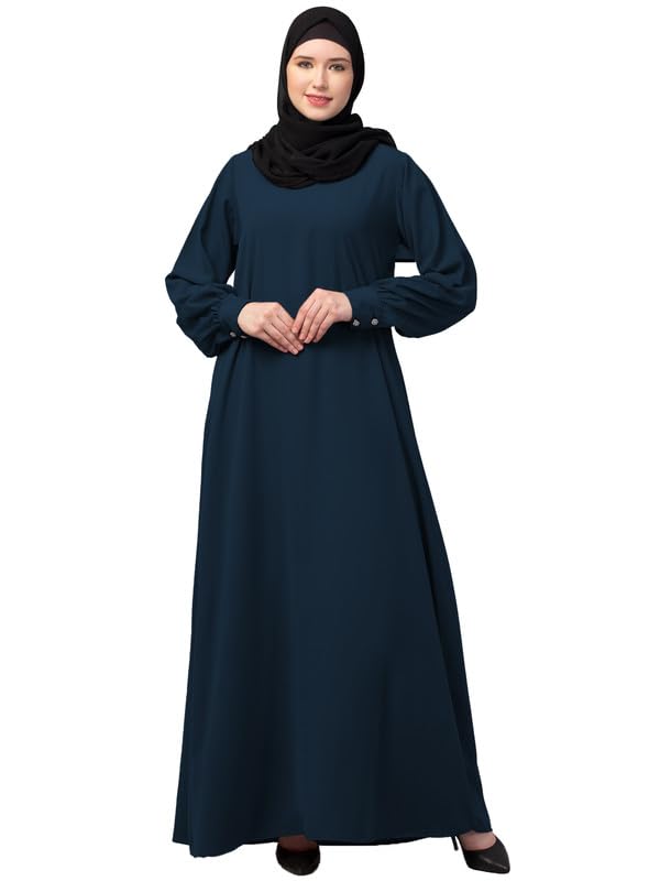 Muslim ClosetWomen's Inner Abaya Dress With Cuff Sleeves And Side Pocket Made in Nida Matte Fabric